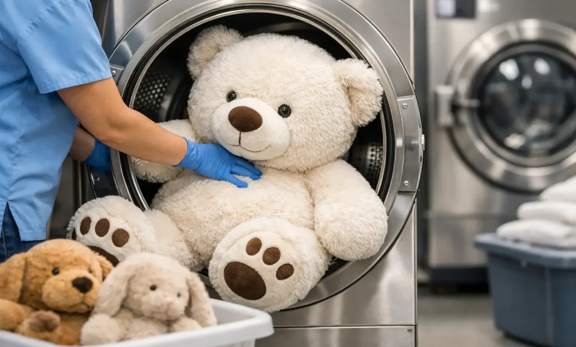 ¿Dónde lavan peluches grandes sin dañarlos?