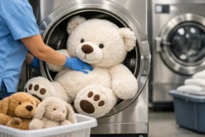 ¿Dónde lavan peluches grandes sin dañarlos?