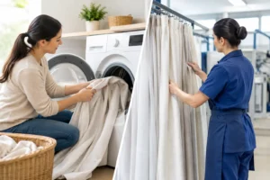 ¿Conviene lavar cortinas en casa o lavandería?